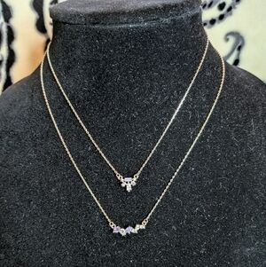 Lauren Conrad Dainty Lilac And Clear Stone Double Necklace